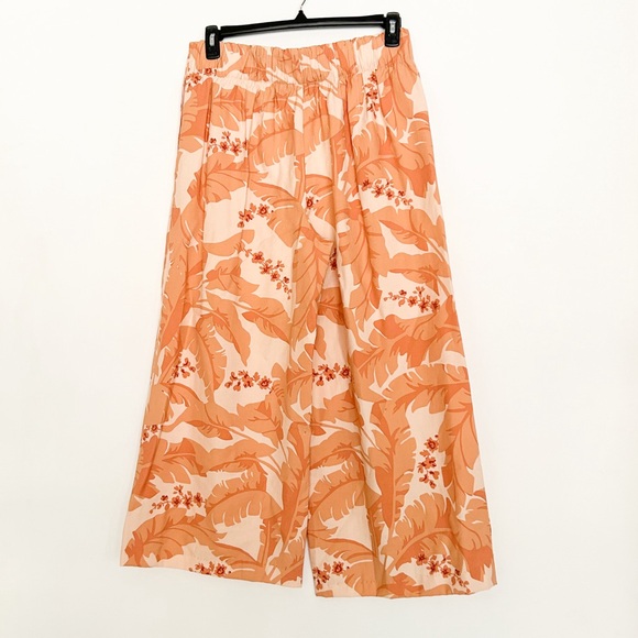 Soft Surroundings Trousers Garden Wide Leg orange tropical floral print pants - Picture 4 of 6